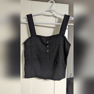 Abercrombie sweetheart neck crop tank top in black, size medium